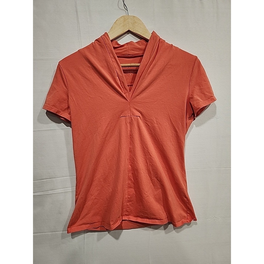 J. Jill Stretch Cotton Comfort Tee Womens S, Short‎ Sleeve Lt. Orange
